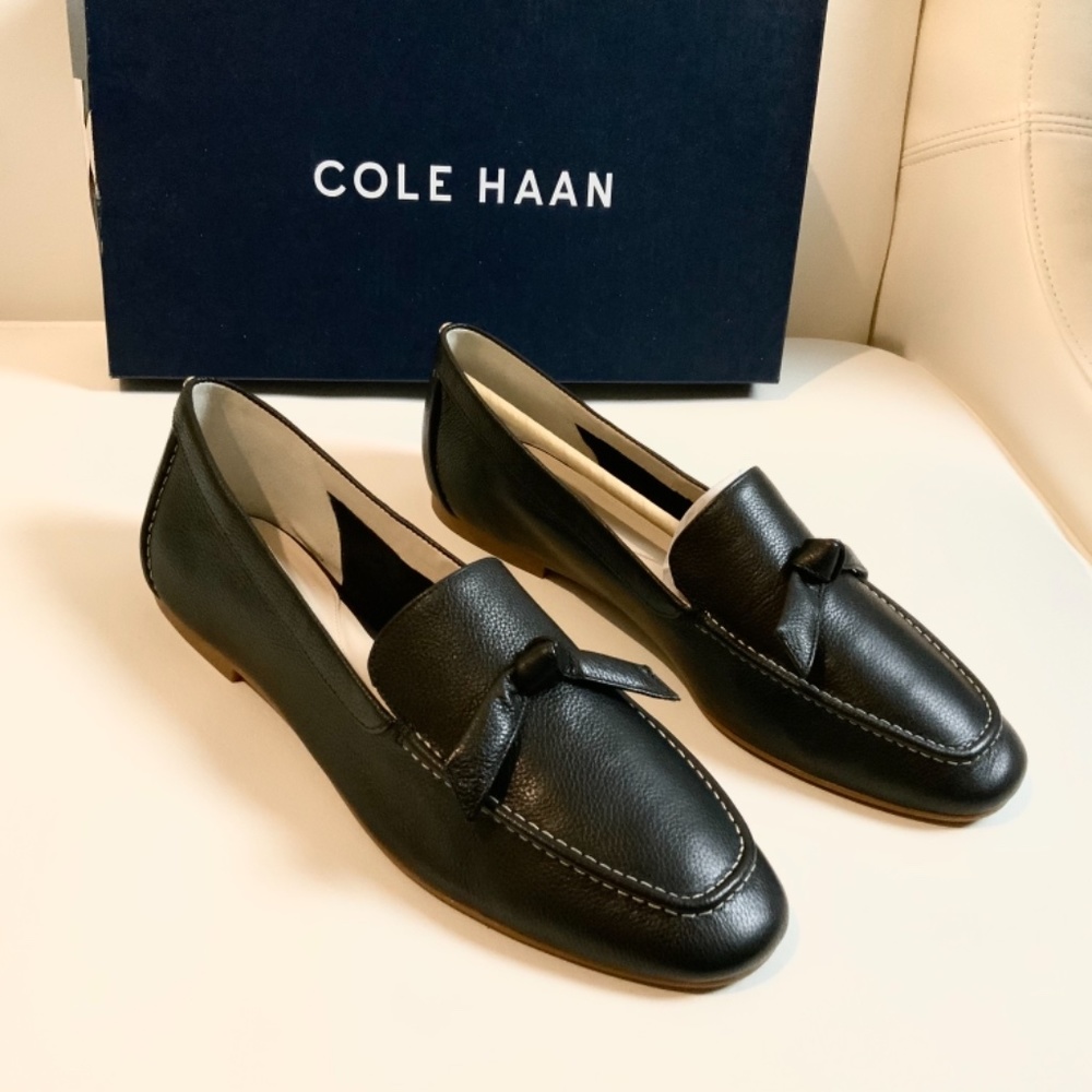Cole Haan Caddie Bow Loafer Black Leather Flats - Picture 7 of 14